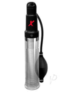 PDX Elite Suck-N-Pump Penis Pump Masturbator Clear Black for enhanced pleasure and performance.