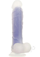 Evolved Luminous 8 Inch Glow In The Dark Dildo Purple showcasing lifelike details and vibrant glow.