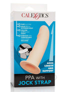Silicone PPA Penis Extender with Jock Strap Vanilla packaging showcasing its features and benefits.
