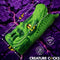 Creature Cocks Dragon Tamer Silicone Stroker Green surrounded by purple design, showcasing size and premium silicone material.