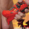 Creature Cocks Dragon Tamer Silicone Stroker Red in use, showcasing its dragon head design and textured features.