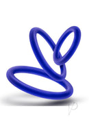 Performance VS4 Silicone Cock Ring Set 3 Sizes Indigo in three different sizes, made from durable silicone.