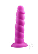 Rock Candy Suga Daddy 7 Inch Silicone Dildo Purple with a twisted design for targeted stimulation and pleasure.