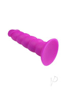 Rock Candy Suga Daddy 7 Inch Silicone Dildo Purple with twisted shaft and bold color for pleasure.