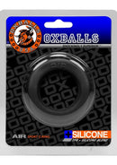 Oxballs Air Silicone Sport Cock Ring Black in packaging, highlighting its lightweight design and silicone blend.