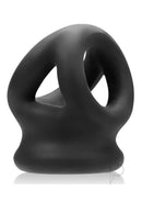 Oxballs Tri-Squeeze 3-Ring Ball Stretching Sling Black showcasing its ergonomic design for comfort and support.