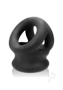 Oxballs Tri-Squeeze 3-Ring Ball Stretching Sling Black showcasing its unique design and comfortable fit.