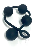 Boneyard Silicone Ass Ballz Anal Beads Medium Black featuring four black silicone balls and a ringed handle for control.