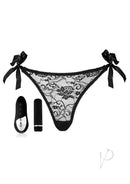 Nu Sensuelle Pleasure Panty Vibe with Remote Control Black featuring lace panty and silicone bullet.