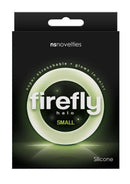Firefly Halo Small Silicone Cock Ring Glow In The Dark Clear packaging showcasing glow-in-the-dark design.