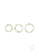 Firefly Halo Small Silicone Cock Ring Glow In The Dark Clear set of three rings, glowing for intimate moments.