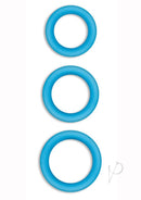 Firefly Halo Small Silicone Cock Ring Glow In The Dark Blue - three blue silicone rings