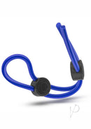 Stay Hard Silicone Double Loop Adjustable Cock Ring Blue features a smooth blue design with a sliding adjustment mechanism.