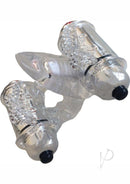 Wet Dreams Double Down Triple Motor Cock Ring Clear featured with a stretchy design and dual motors for enhanced pleasure.