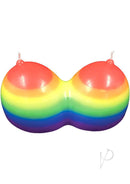 Rainbow Jumbo Boobie Candle Jasmine Scented in vibrant colors, perfect for parties and fun celebrations.