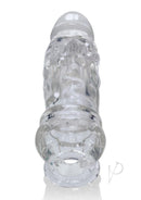Oxballs Butch Cock Sheath Penis Extender Clear showing a detailed veined design and secure fitting base.