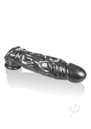 Oxballs Butch Cock Sheath Penis Extender Silver showcasing its thick, textured design for enhanced play.