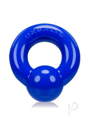 Oxballs Gauge Super Flex Cock Ring Blue close-up view showcasing its soft, stretchy design and bold blue color.