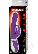 Energize Heat Up Bunny 2 Warming Rabbit Vibrator Purple with 12 functions and dual motors for pleasure.