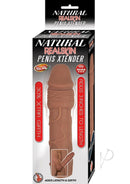 Natural Realskin Xtender Vibrating Penis Extender Chocolate packaging showing realistic details and features.