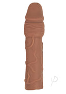 Natural Realskin Xtender Vibrating Penis Extender Chocolate in a lifelike design for enhanced pleasure.