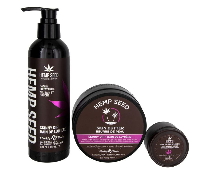 Earthly Body Hemp Seed Shower and Spa Gift Set including gel and skin butter.