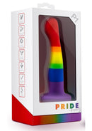 Avant Pride P1 Freedom Silicone Dildo 6 Inch Multicolor in vibrant packaging showcasing LGBT pride colors.