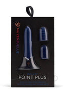 NU Sensuelle Point Plus 20-Function Rechargeable Silicone Bullet Vibrator with Textured Tips Navy Blue