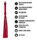 Temptasia Ardor Silicone Flogger Red with multi-tail design and silky strands for sensual play.