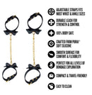 Temptasia Ardor Silicone Wrist & Ankle Restraints with Bow Black adjustable and body-safe for bondage exploration.