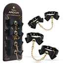 Temptasia Ardor Silicone Wrist & Ankle Restraints with Bow Black featuring elegant design and secure restraint.