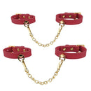 Temptasia Ardor Silicone Wrist & Ankle Restraints Red, crafted from body-safe silicone with gold chain.