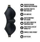 Temptasia Ardor Silicone Blindfold Black features adjustable strap, 100% body-safe silicone, and is perfect for sensory play.