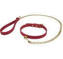 Temptasia Ardor Collar and Leash Red featuring adjustable collar and matching chain leash in elegant design.