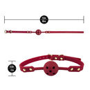 Temptasia Ardor Ball Gag Red measuring 23.6 inches with breathable silicone gag and adjustable strap for comfort and style.