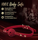 Temptasia Ardor Ball Gag Red features body-safe silicone for comfort and a smooth finish for sensual touch.
