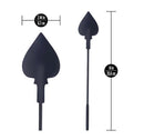 Temptasia Ardor Silicone Spade Crop Black with spade-shaped silicone head and measuring dimensions.