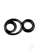 The 9's Triple Play Cock Ring Black showcasing its unique triple c-ring design for enhanced pleasure.