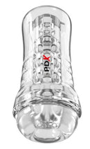 PDX Elite ViewTube See-Thru EZ-Grip Stroker Clear showcasing its crystal-clear design and textured sleeve.