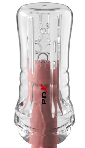 PDX Elite ViewTube See-Thru EZ-Grip Stroker Clear showcasing its crystal-clear design and textured sleeve.