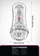 PDX Elite ViewTube See-Thru EZ-Grip Stroker Clear dimensions and design illustration for product display.