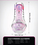 PDX Elite ViewTube XXL See-Thru EZ-Grip LED Stroker Clear showing dimensions and LED light specs.