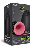 ZOLO Warming Dome Vibrating Masturbator Pink/Black packaging showcasing its warming and vibrating features.