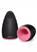 ZOLO Warming Dome Vibrating Masturbator Pink/Black with controls and ergonomic design for targeted stimulation.