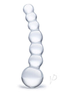 Glas Curved Beaded Glass Dildo 5 Inch Clear featuring a series of smooth beads and a crystal-clear finish.