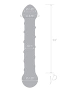 Glas Spiral Glass Textured Dildo 6.5 Inch Clear Blue measurement diagram with dimensions labeled.