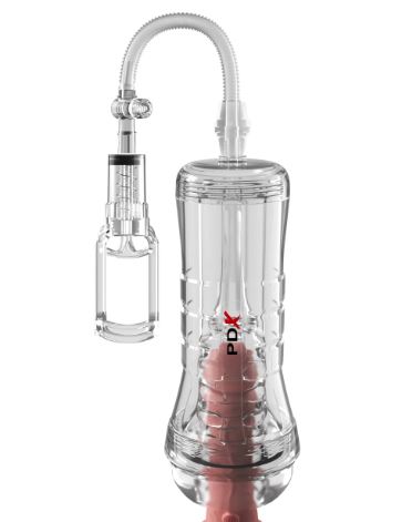 PDX Elite ViewTube Vac XXL Pump See-Thru EZ-Grip Pump Stroker Clear, showcasing the innovative design and clarity.
