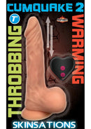 Skinsations Cum Quake 2 Thrusting Vibrator Heat Dildo with remote control and warming feature on packaging.