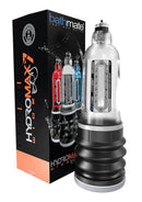 Bathmate Hydromax7 Wide Boy Penis Pump Clear with packaging and water detail.