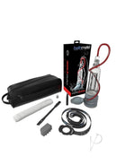 Bathmate HydroXtreme7 Penis Pump Clear components including the pump, accessories, and carrying case.